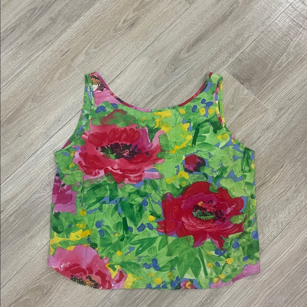 Jams World Hawaiian Vintage Floral Tank Top sz Xl but fits more like a large - Picture 3 of 3
